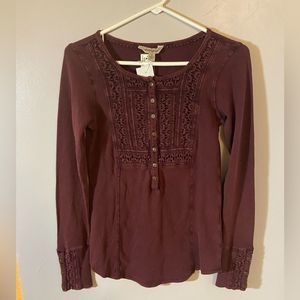 Lucky Brand Embroidered Henley Thermal Women’s Shirt Size S